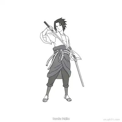 宇智波佐助疾风传侧面火影忍者涂色页  – 免费可打印简笔画涂色画