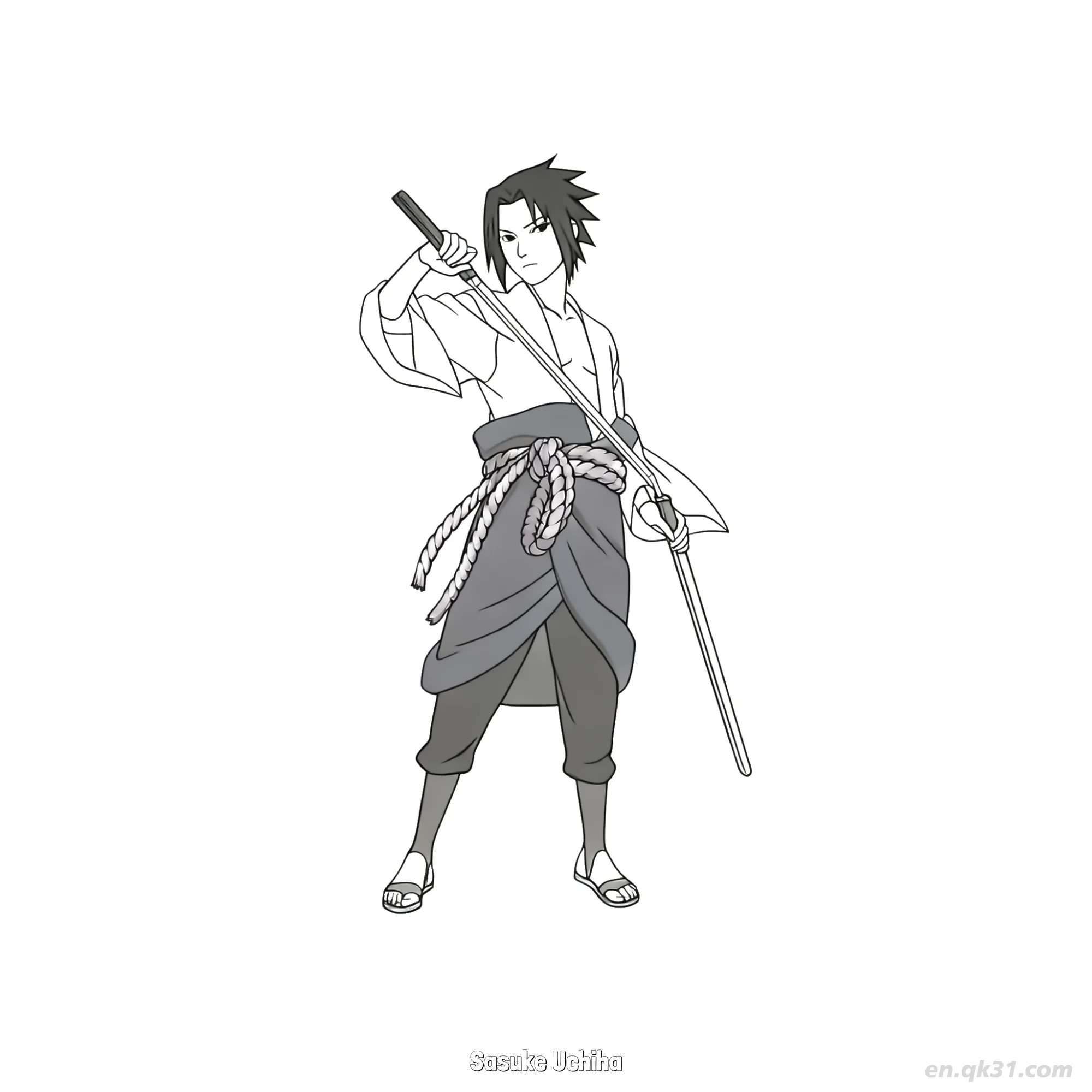 免费 宇智波佐助疾风传侧面火影忍者涂色页  简笔画涂色页