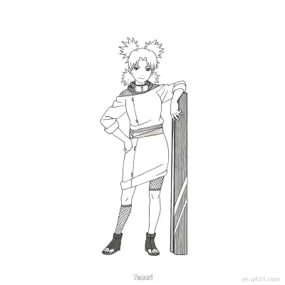 手鞠扇子战斗姿势火影忍者涂色页  – 免费可打印简笔画涂色画