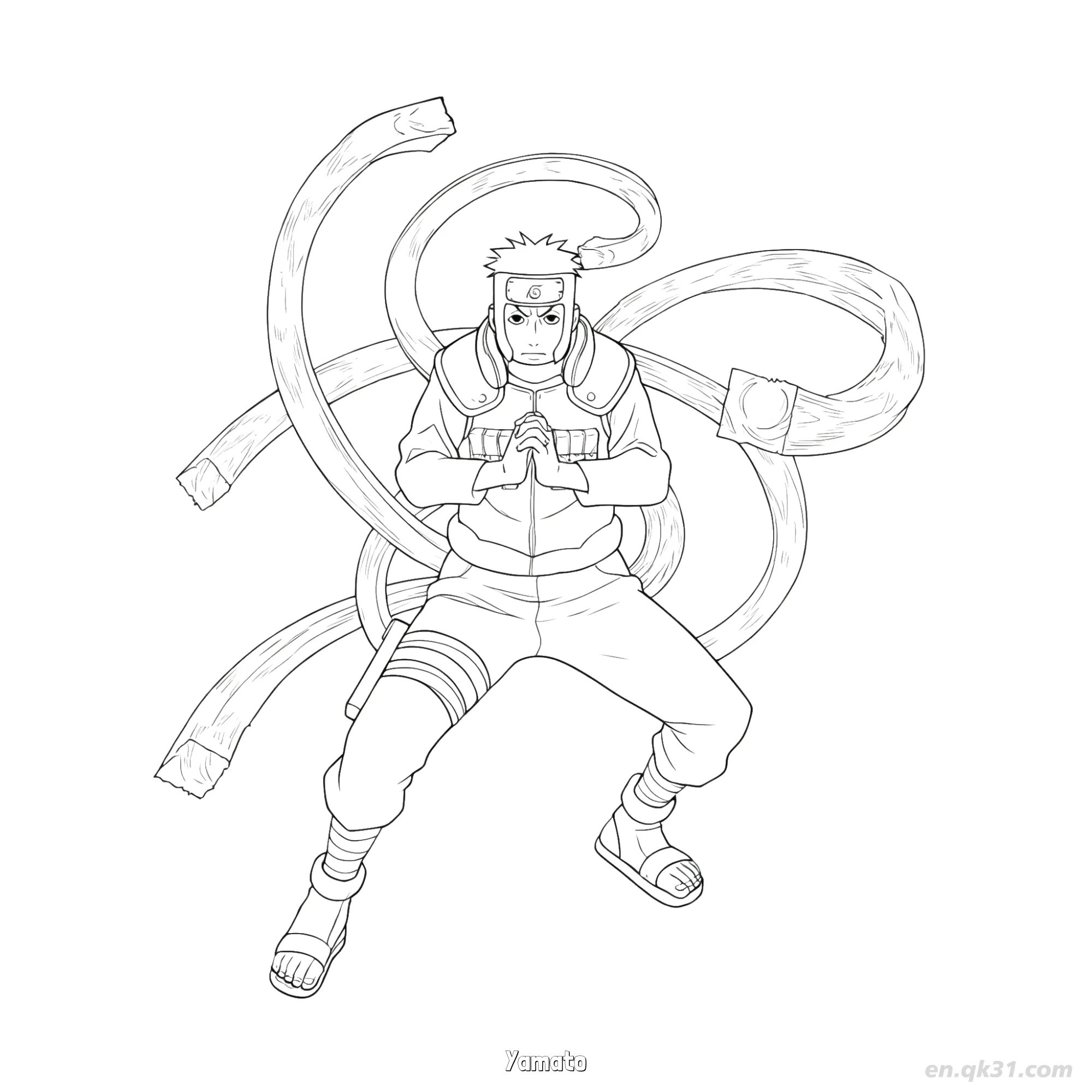 免费 大和队长暗部纹身火影忍者涂色页  简笔画涂色页
