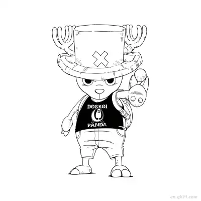 乔巴Q版相扑熊猫站立海贼王涂色  – 免费可打印简笔画涂色画