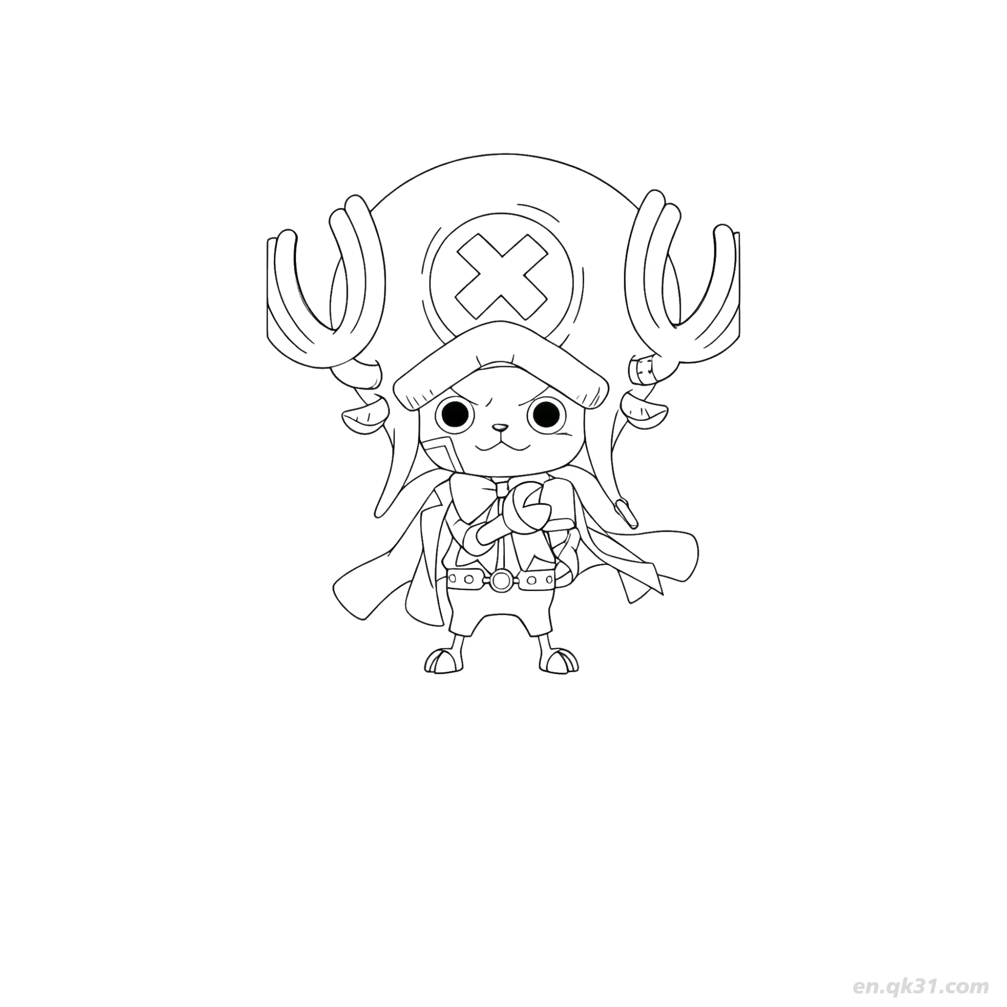 免费 乔巴Q版英雄披风站立海贼王涂色  简笔画涂色页