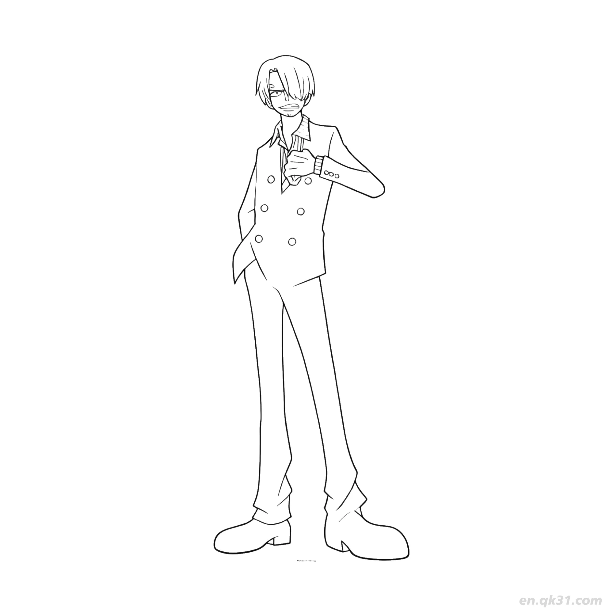 免费 山治双排扣西装站立海贼王涂色  简笔画涂色页