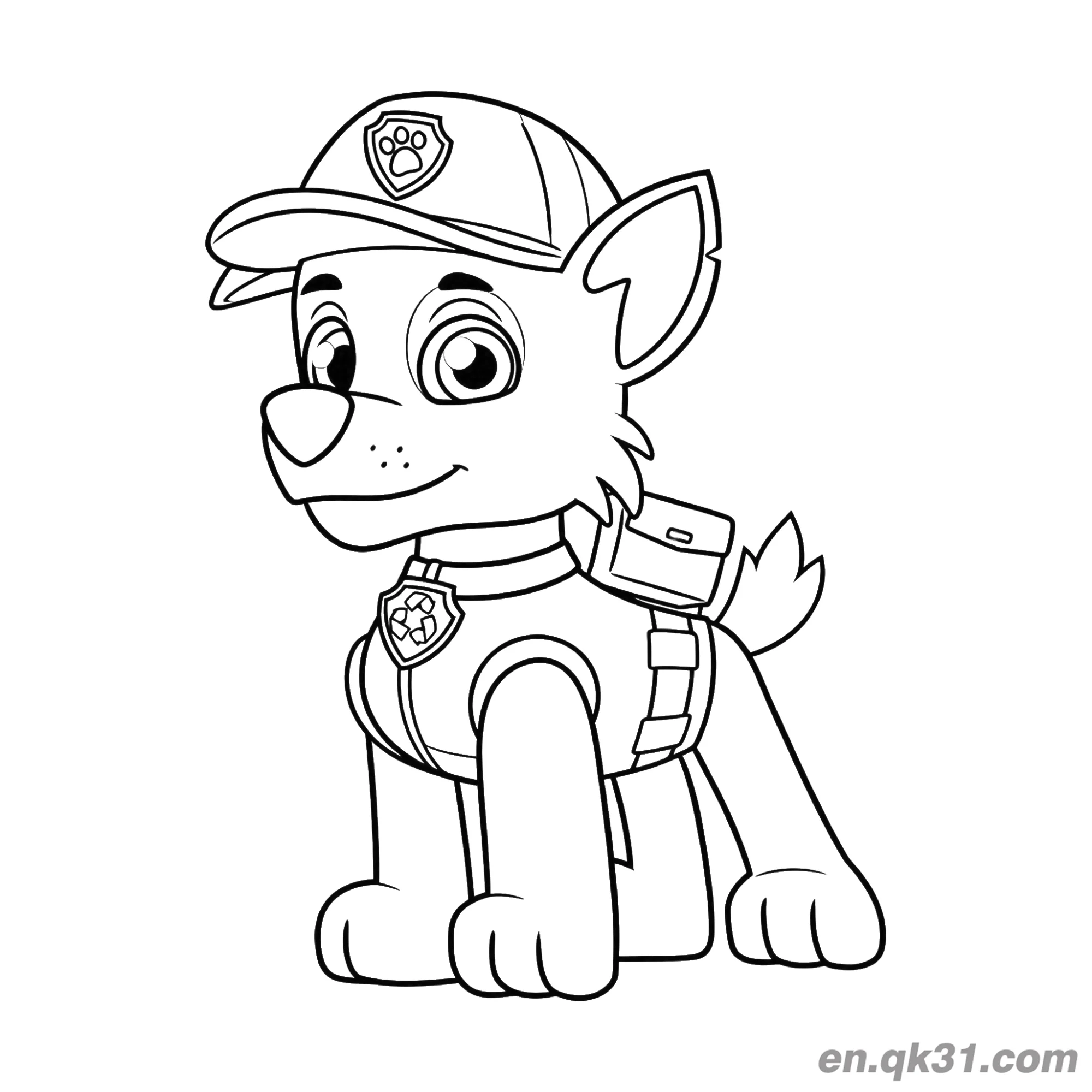 免费 汪汪队立大功阿奇警察装备涂色页 简笔画涂色页