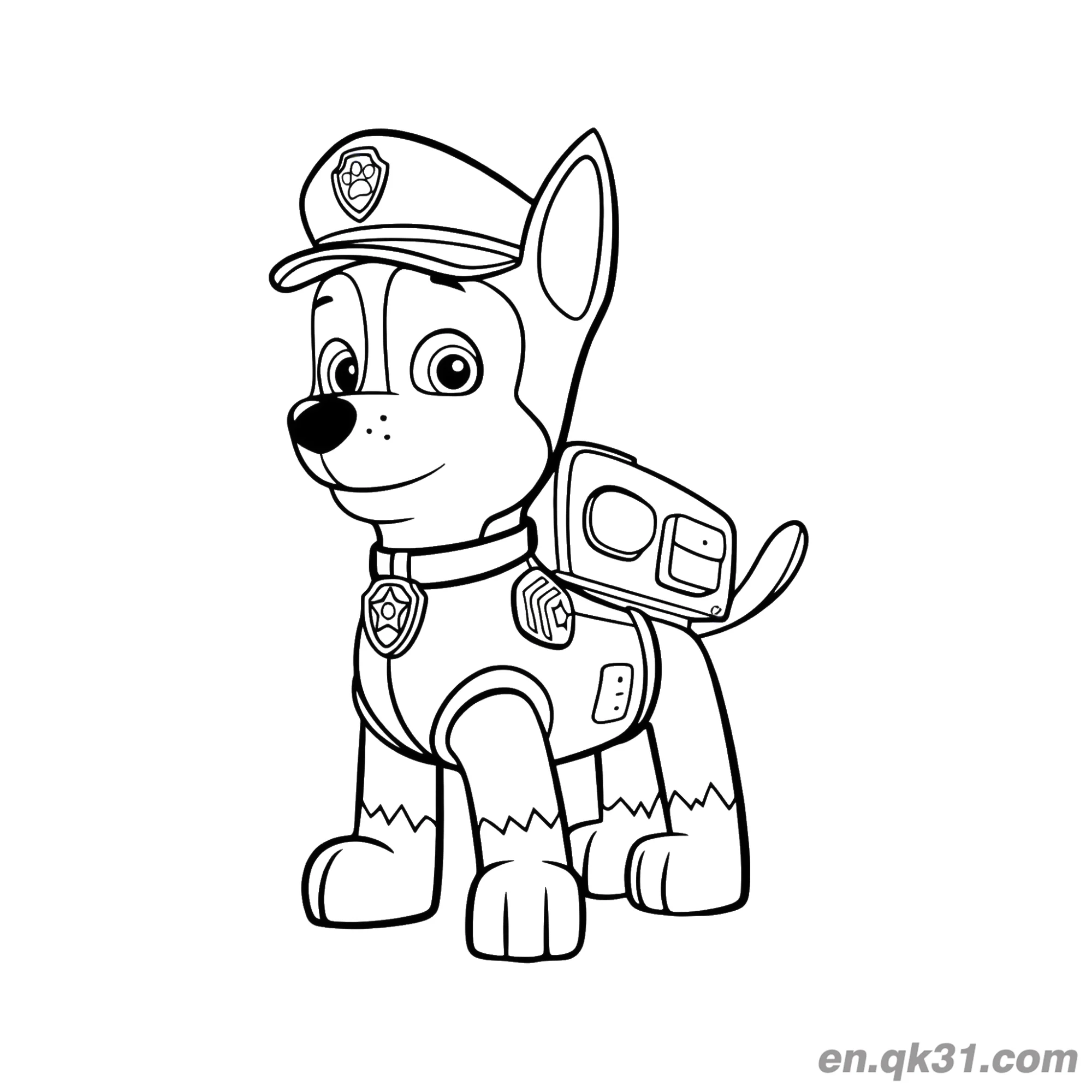 免费 汪汪队立大功阿奇警犬形象涂色页 简笔画涂色页