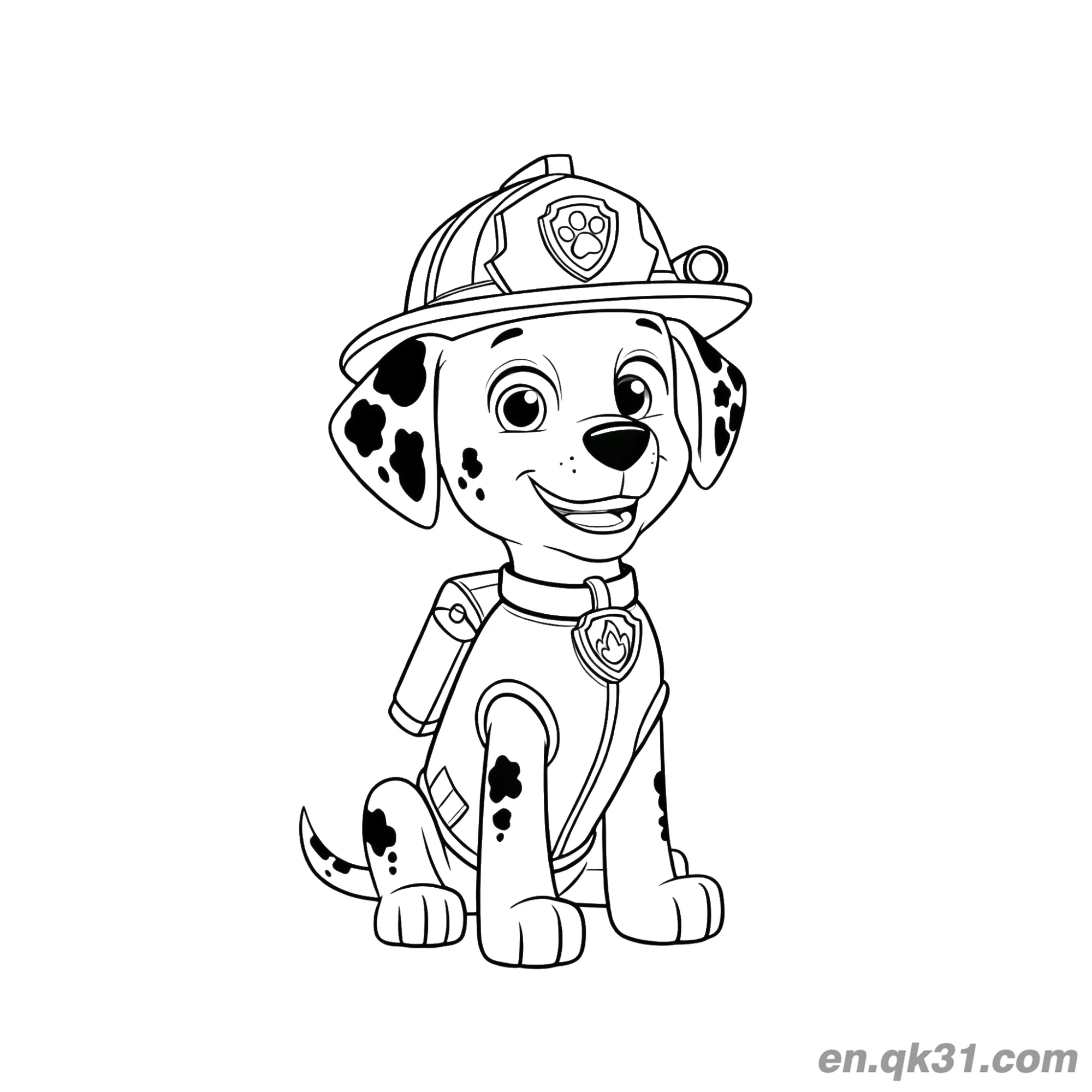 免费 汪汪队立大功马歇尔全身造型涂色页 简笔画涂色页
