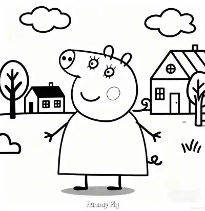 猪妈妈 简笔画 素描 涂鸦 - 免费可打印小猪佩奇 下载PDF – 免费可打印简笔画涂色画