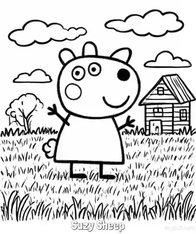 小羊苏西 简笔画 素描 涂鸦 - 免费可打印小猪佩奇 下载PDF – 免费可打印简笔画涂色画