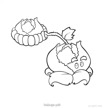 卷心菜投手 简笔画 素描 涂鸦 - 免费可打印植物大战僵尸 下载PDF – 免费可打印简笔画涂色画