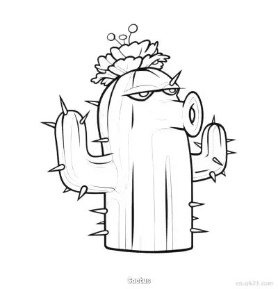 仙人掌 简笔画 素描 涂鸦 - 免费可打印植物大战僵尸 下载PDF – 免费可打印简笔画涂色画