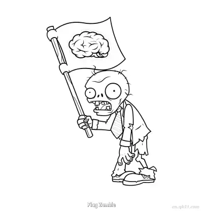 旗子僵尸 简笔画 素描 涂鸦 - 免费可打印植物大战僵尸 下载PDF – 免费可打印简笔画涂色画