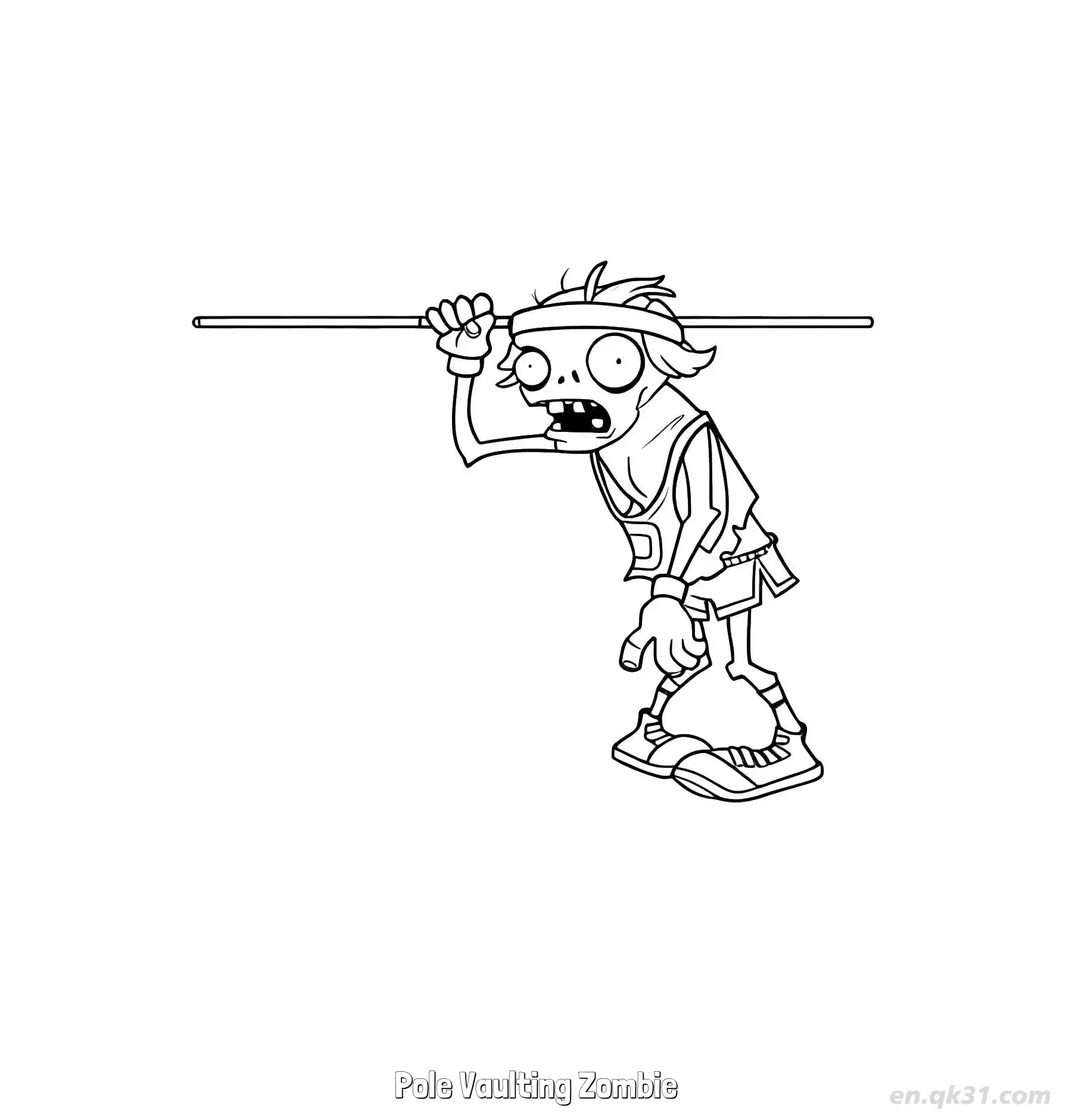 免费 撑杆跳僵尸 简笔画 素描 涂鸦 - 免费可打印植物大战僵尸 下载PDF 简笔画涂色页