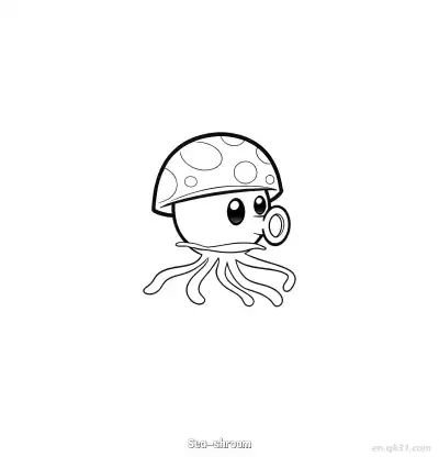 海蘑菇 简笔画 素描 涂鸦 - 免费可打印植物大战僵尸 下载PDF – 免费可打印简笔画涂色画