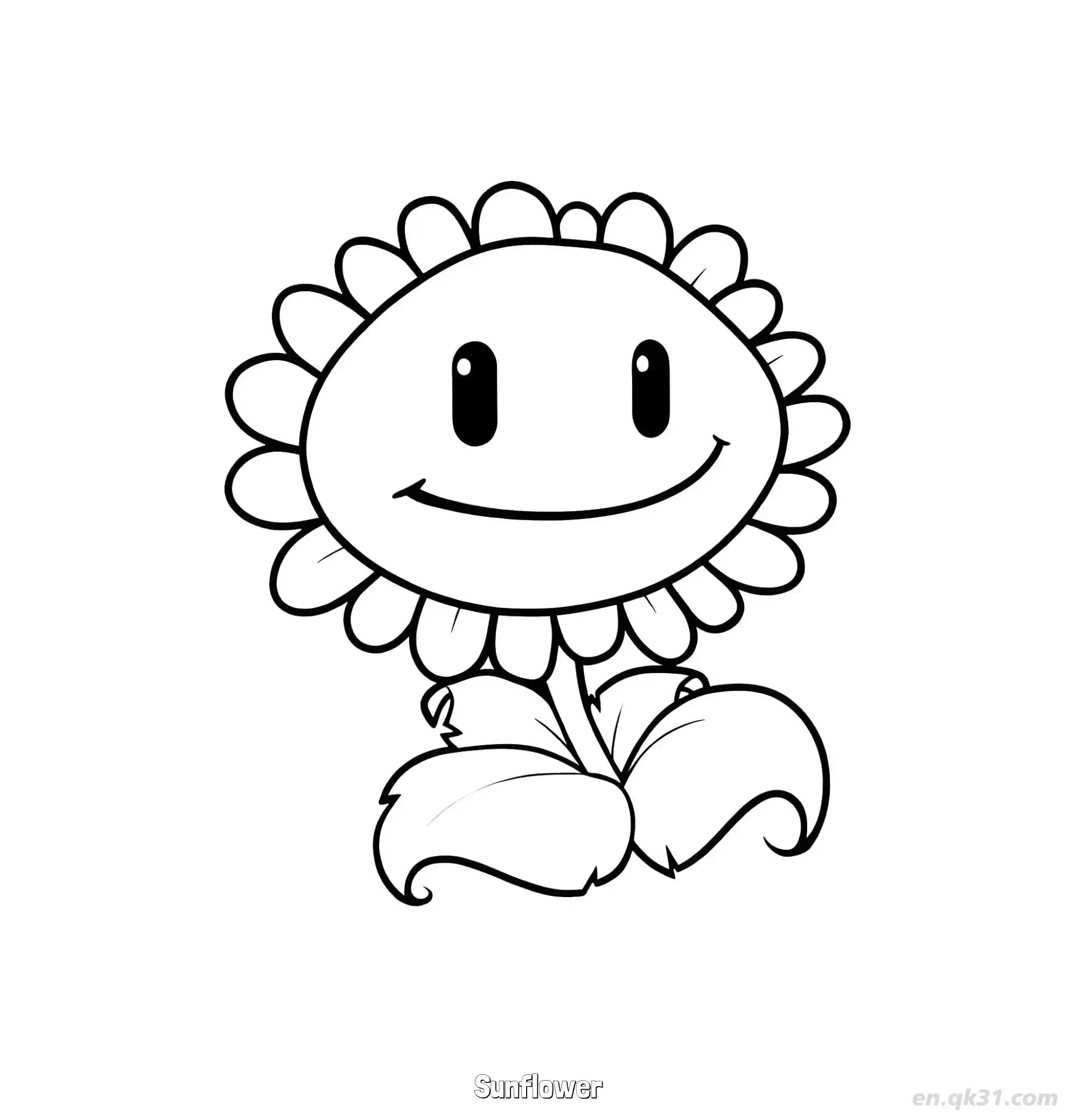 免费 向日葵 简笔画 素描 涂鸦 - 免费可打印植物大战僵尸 下载PDF 简笔画涂色页