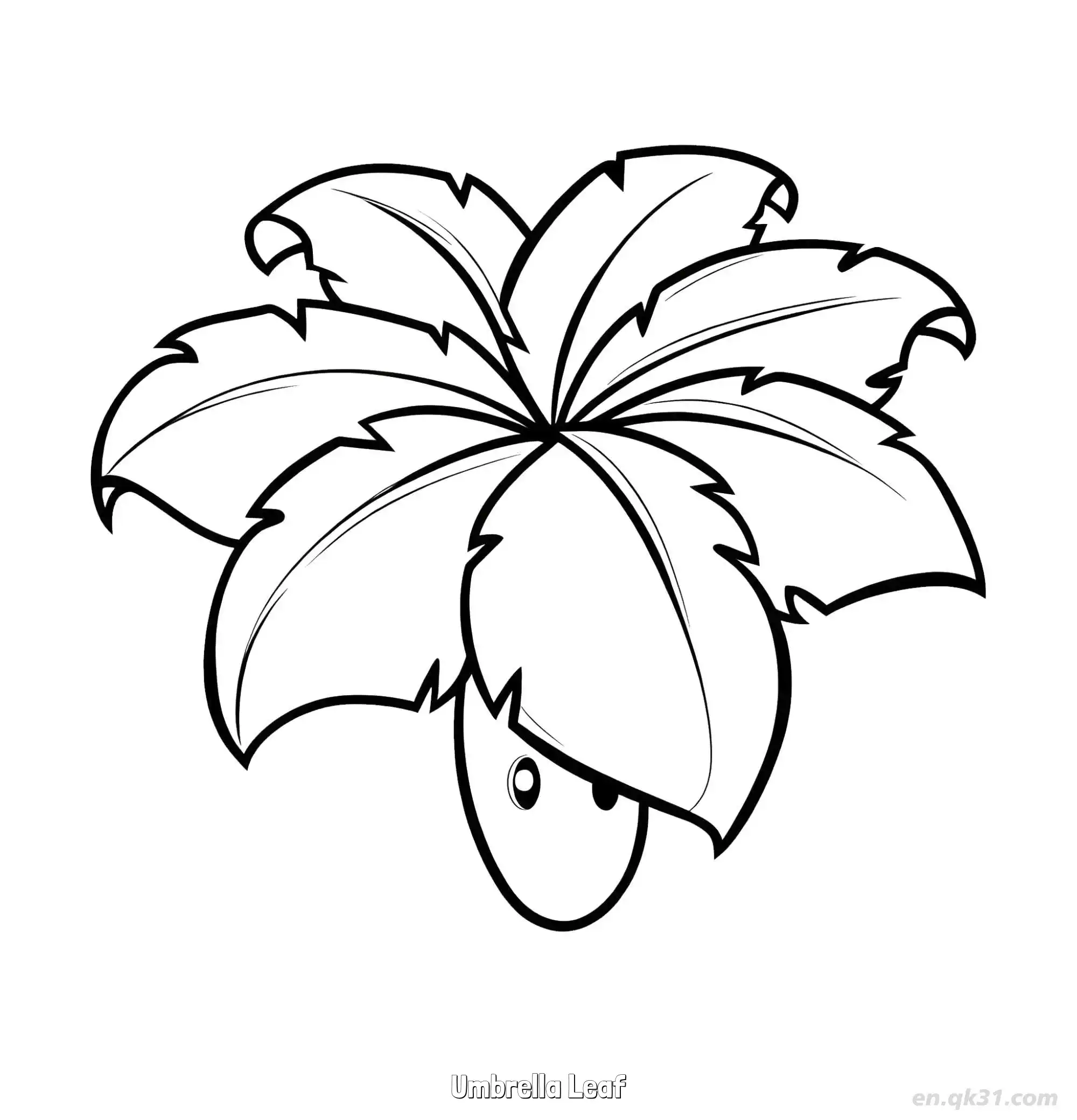 免费 叶子保护伞 简笔画 素描 涂鸦 - 免费可打印植物大战僵尸 下载PDF 简笔画涂色页