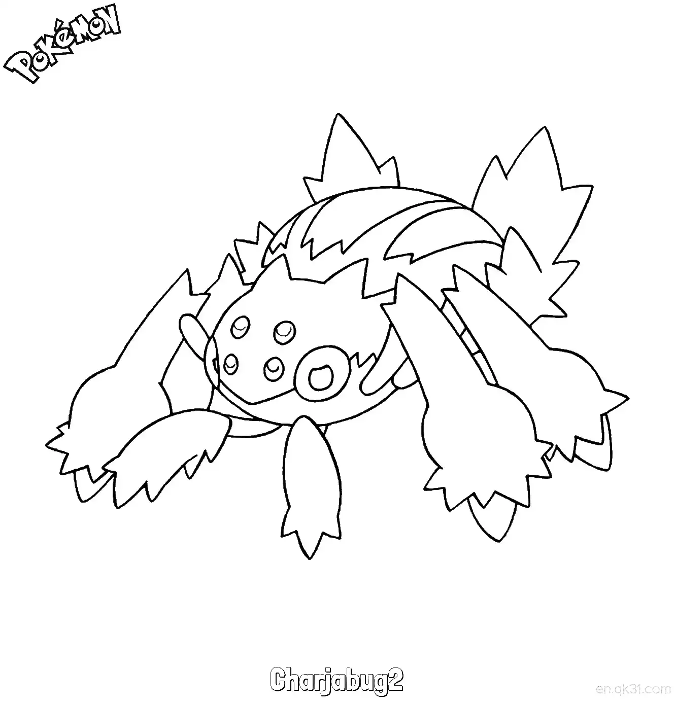 免费 电蜘蛛简笔画 - 免费可打印宝可梦简笔画 简笔画涂色页