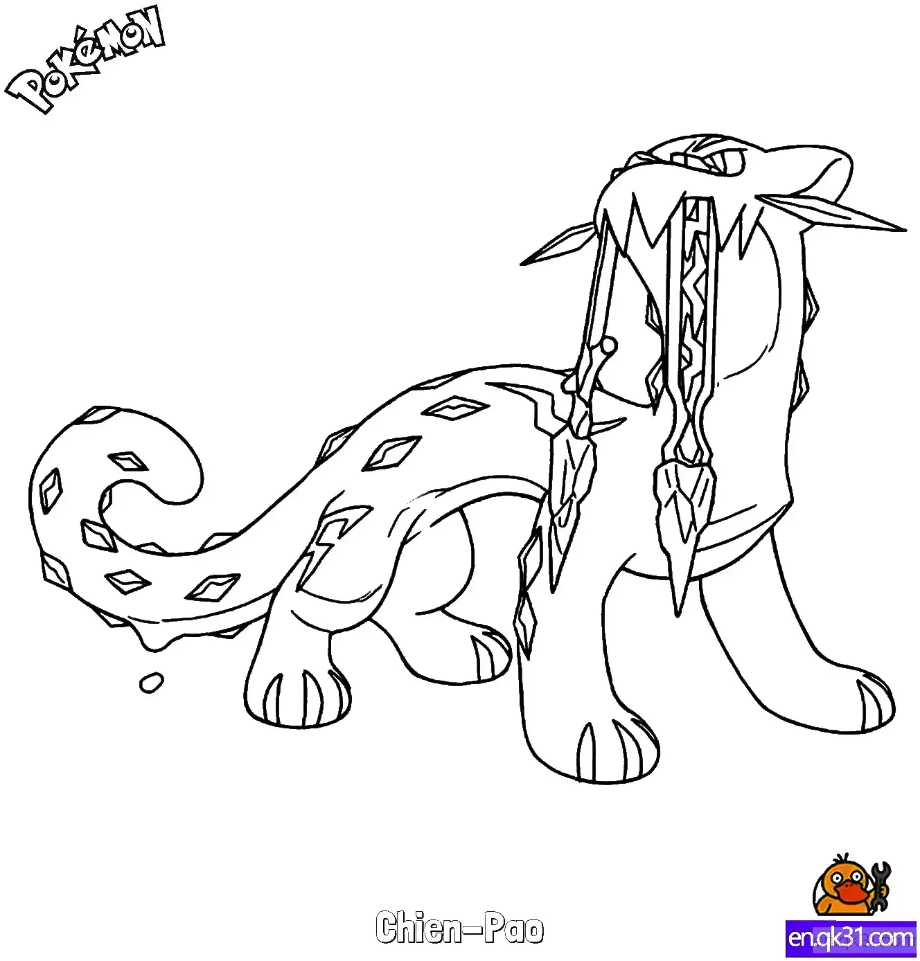 免费 古剑豹简笔画 - 免费可打印宝可梦简笔画 简笔画涂色页