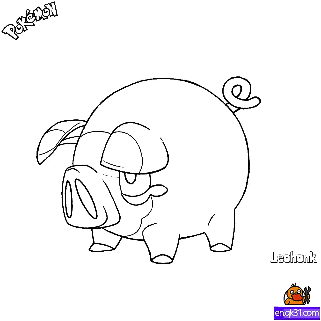 免费 爱吃豚简笔画 - 免费可打印宝可梦简笔画 简笔画涂色页