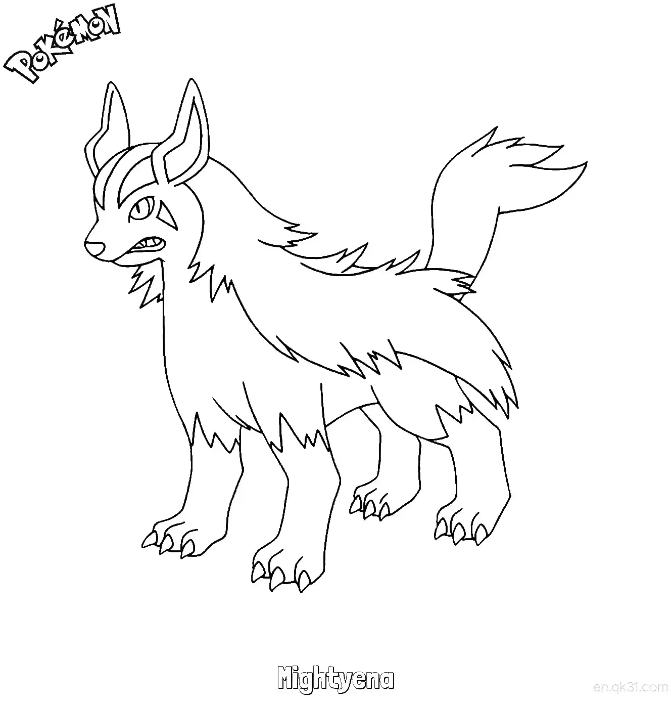 大狼犬简笔画 - 免费可打印宝可梦简笔画简笔画涂色画 – 为儿童和成人提供的免费可打印简笔画涂色画