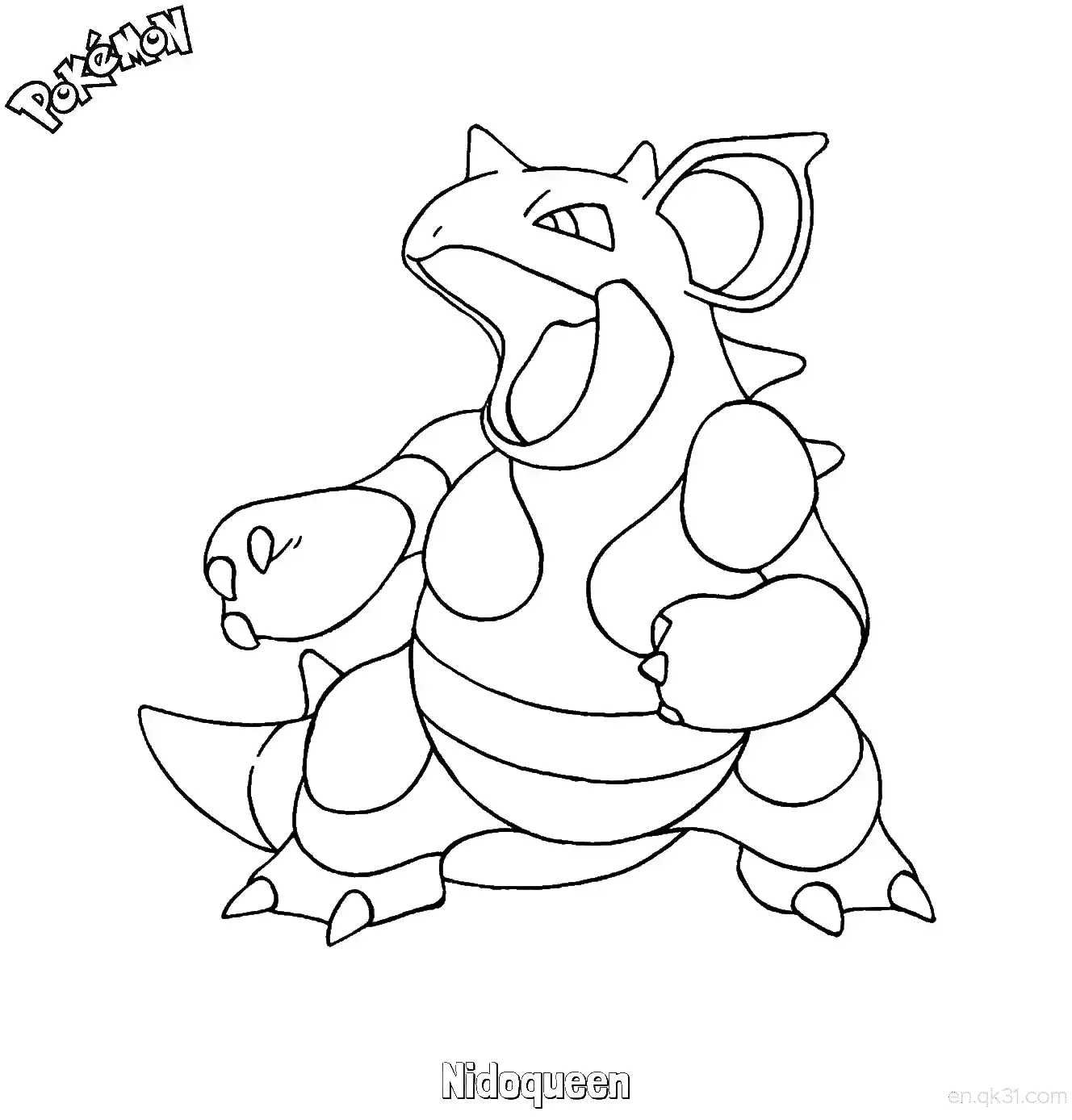 免费 尼多后简笔画 - 免费可打印宝可梦简笔画 简笔画涂色页