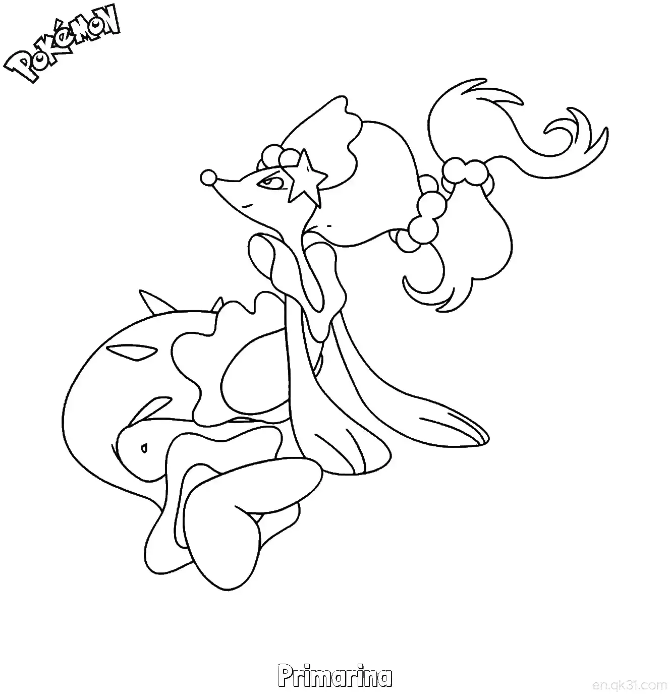 免费 西狮海壬简笔画 - 免费可打印宝可梦简笔画 简笔画涂色页