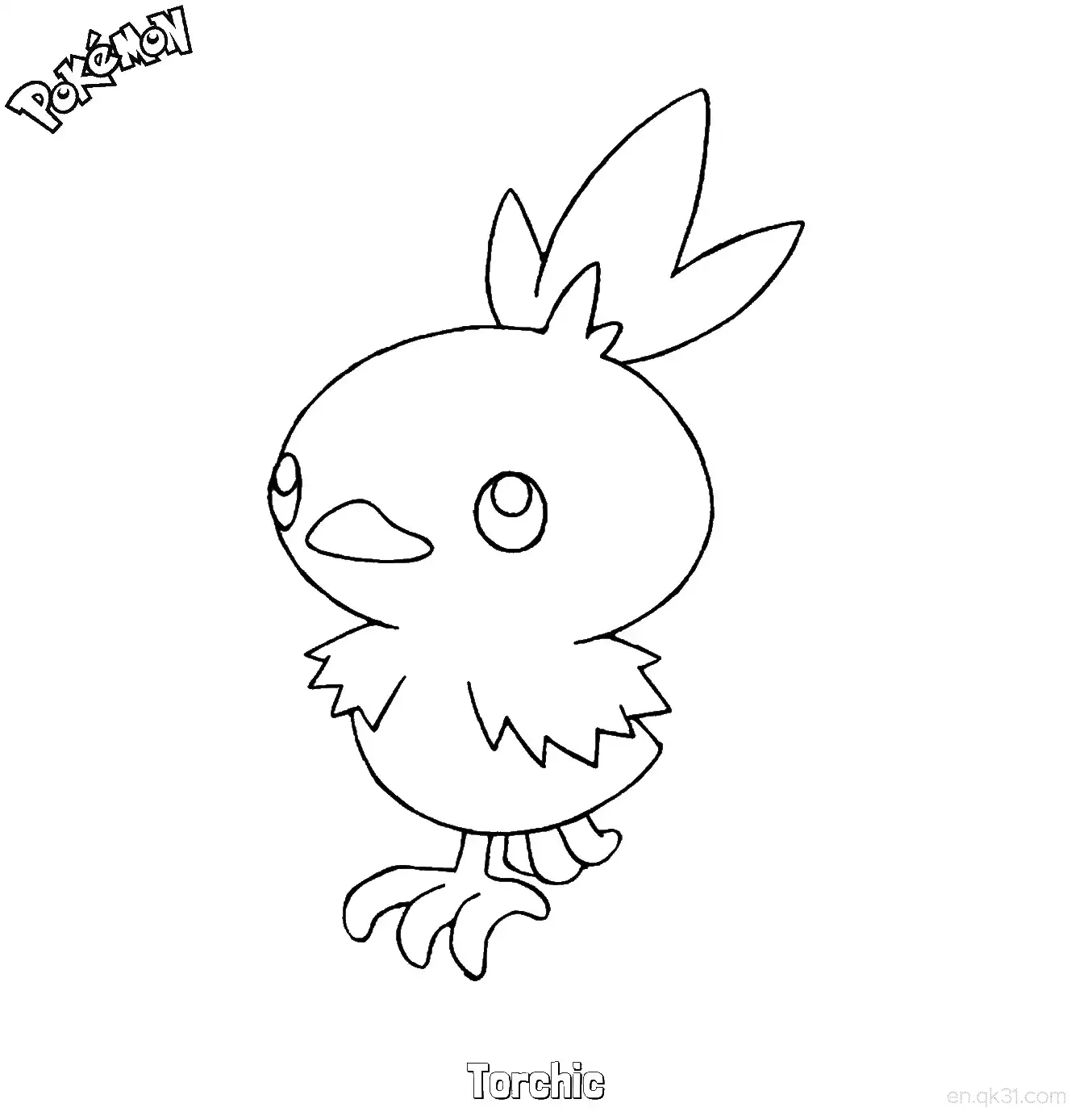 免费 火稚鸡简笔画 - 免费可打印宝可梦简笔画 简笔画涂色页