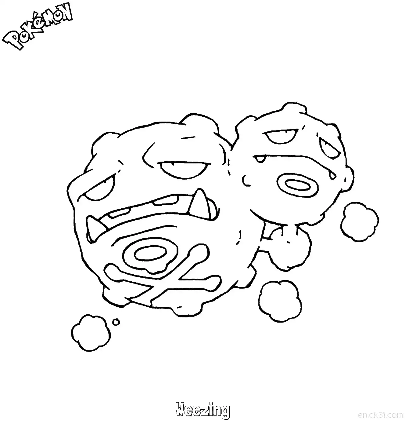 免费 双弹瓦斯简笔画 - 免费可打印宝可梦简笔画 简笔画涂色页