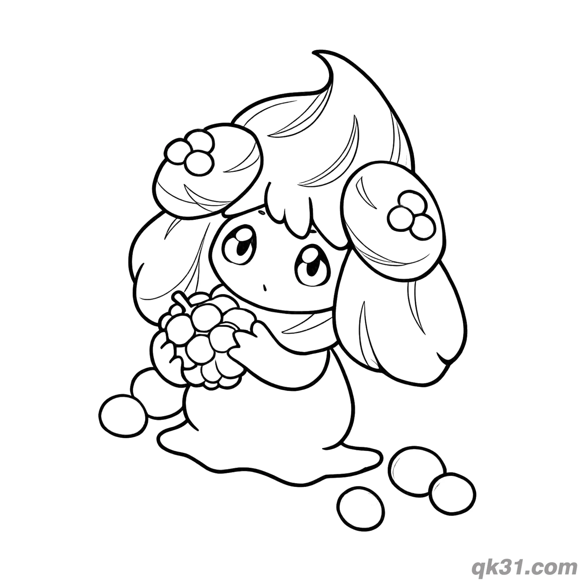 免费 霜奶仙拿着葡萄简笔画涂色页 简笔画涂色页