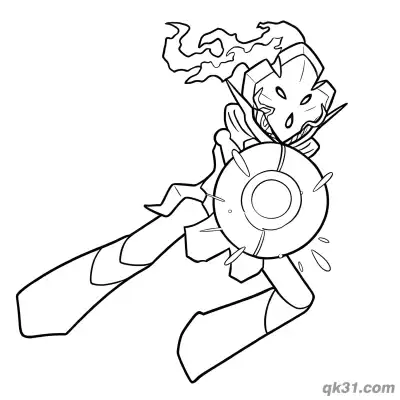 红莲铠骑宝可梦能量光束射击简笔画涂色页 – 免费可打印简笔画涂色画