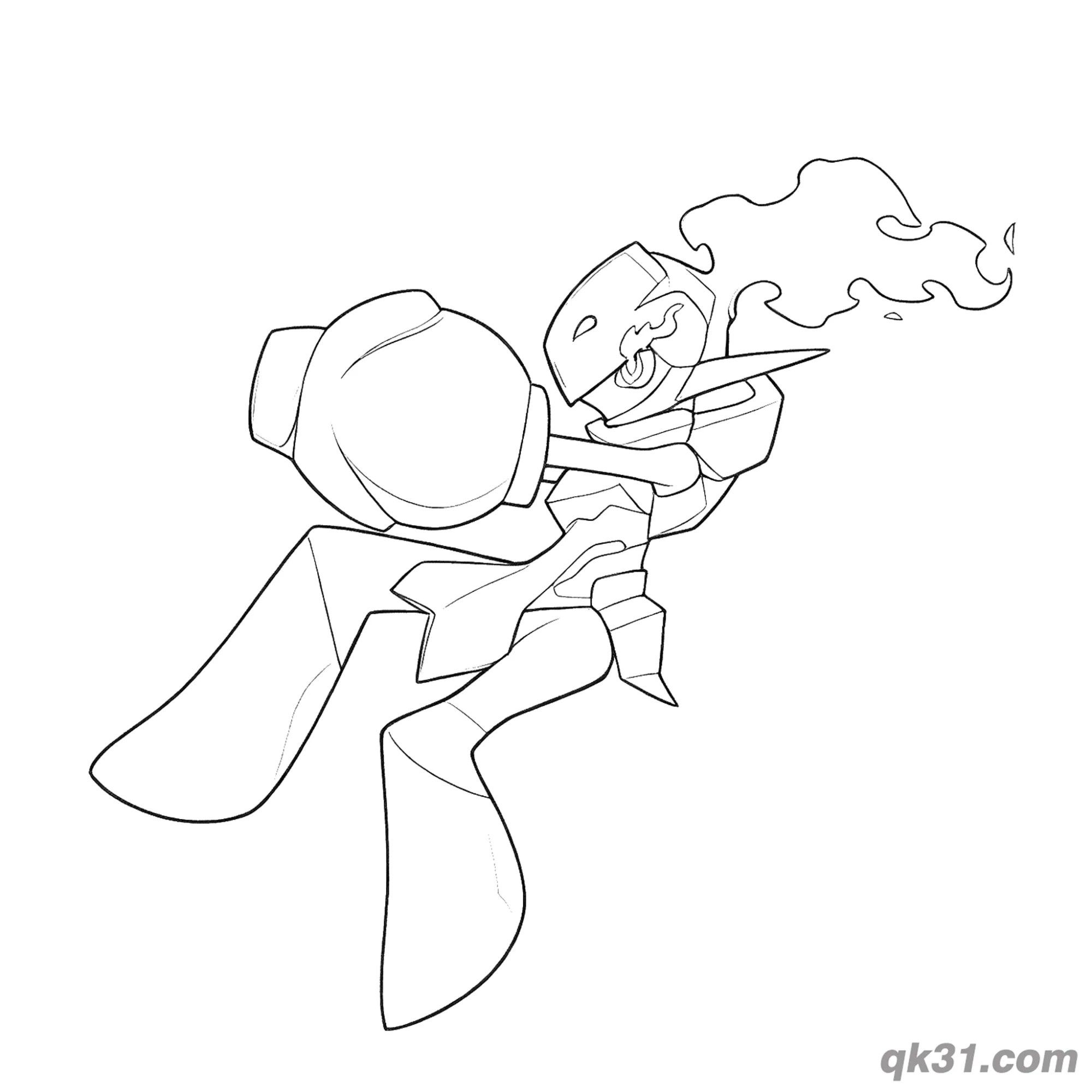 免费 红莲铠骑宝可梦侧视吐烟简笔画涂色页 简笔画涂色页