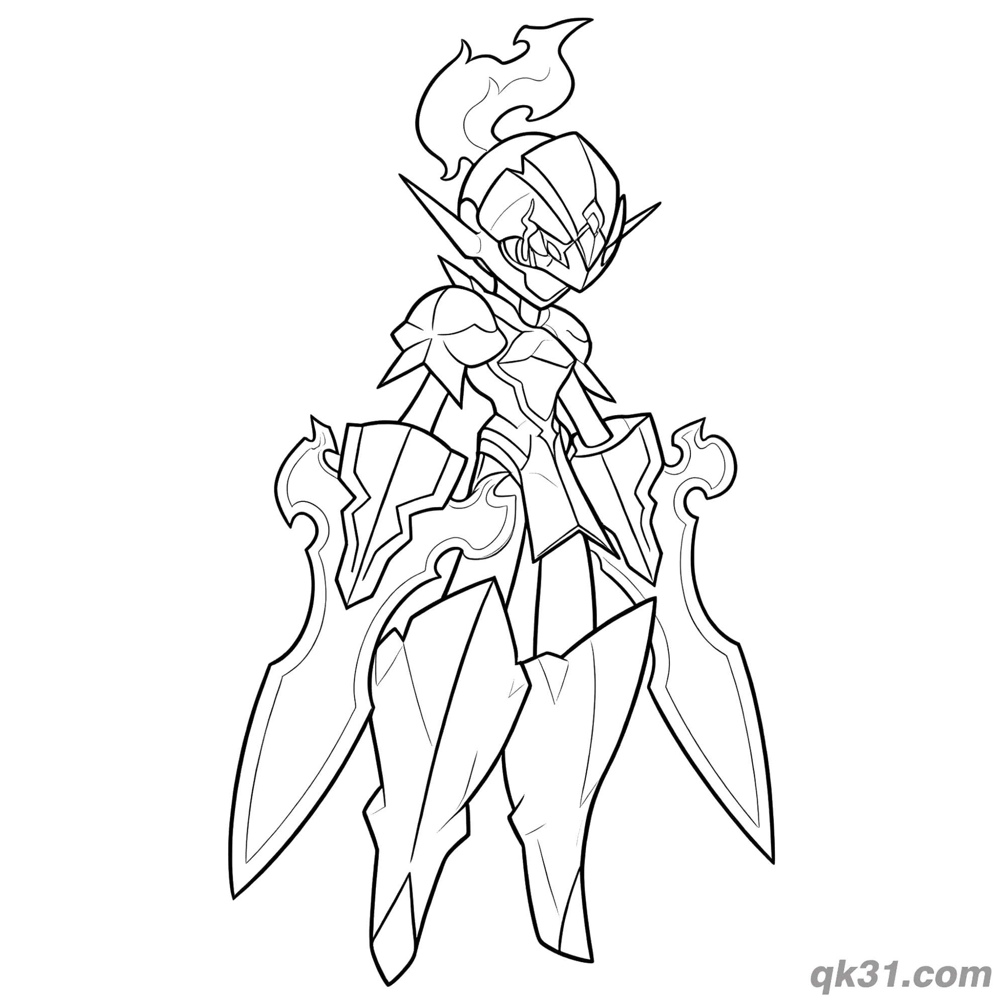免费 苍炎刃鬼宝可梦侧面站立简笔画涂色页 简笔画涂色页