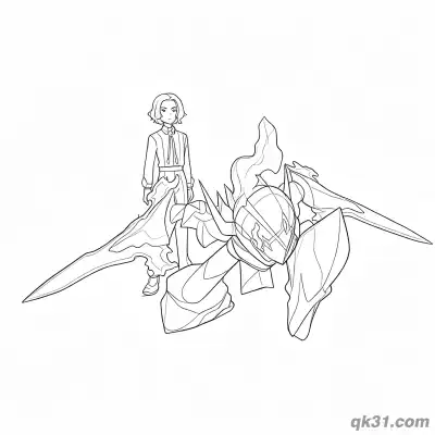 苍炎刃鬼宝可梦与训练家简笔画涂色页 – 免费可打印简笔画涂色画