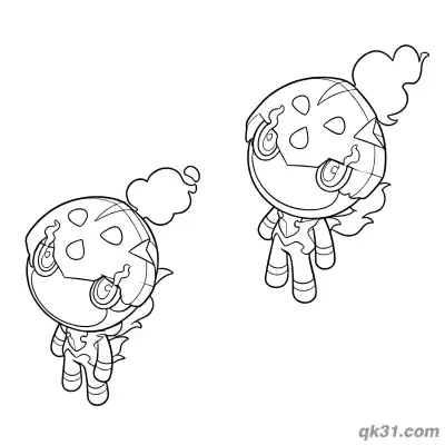 炭小侍双人仰望天空简笔画涂色页 – 免费可打印简笔画涂色画