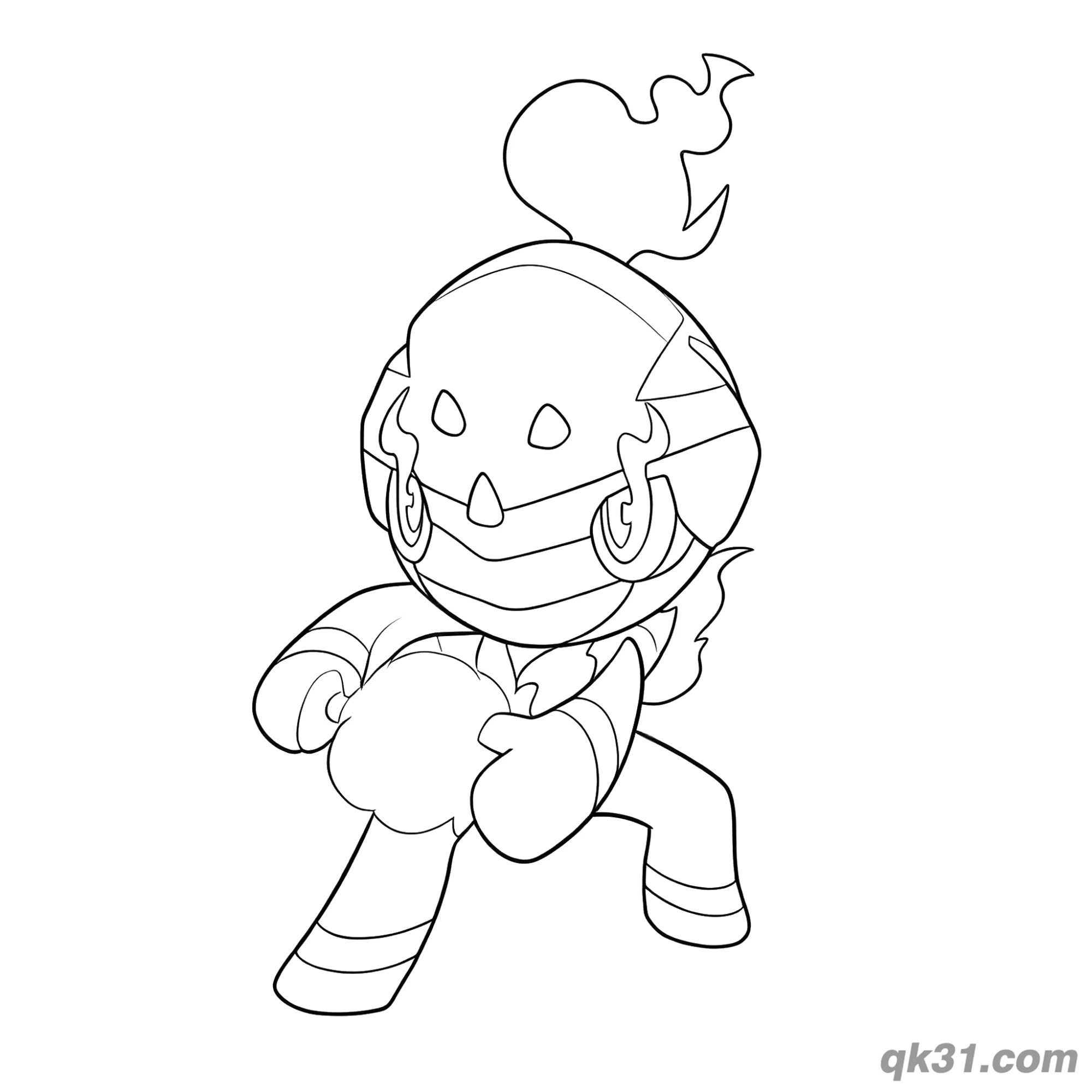免费 炭小侍火球攻击简笔画涂色页 简笔画涂色页