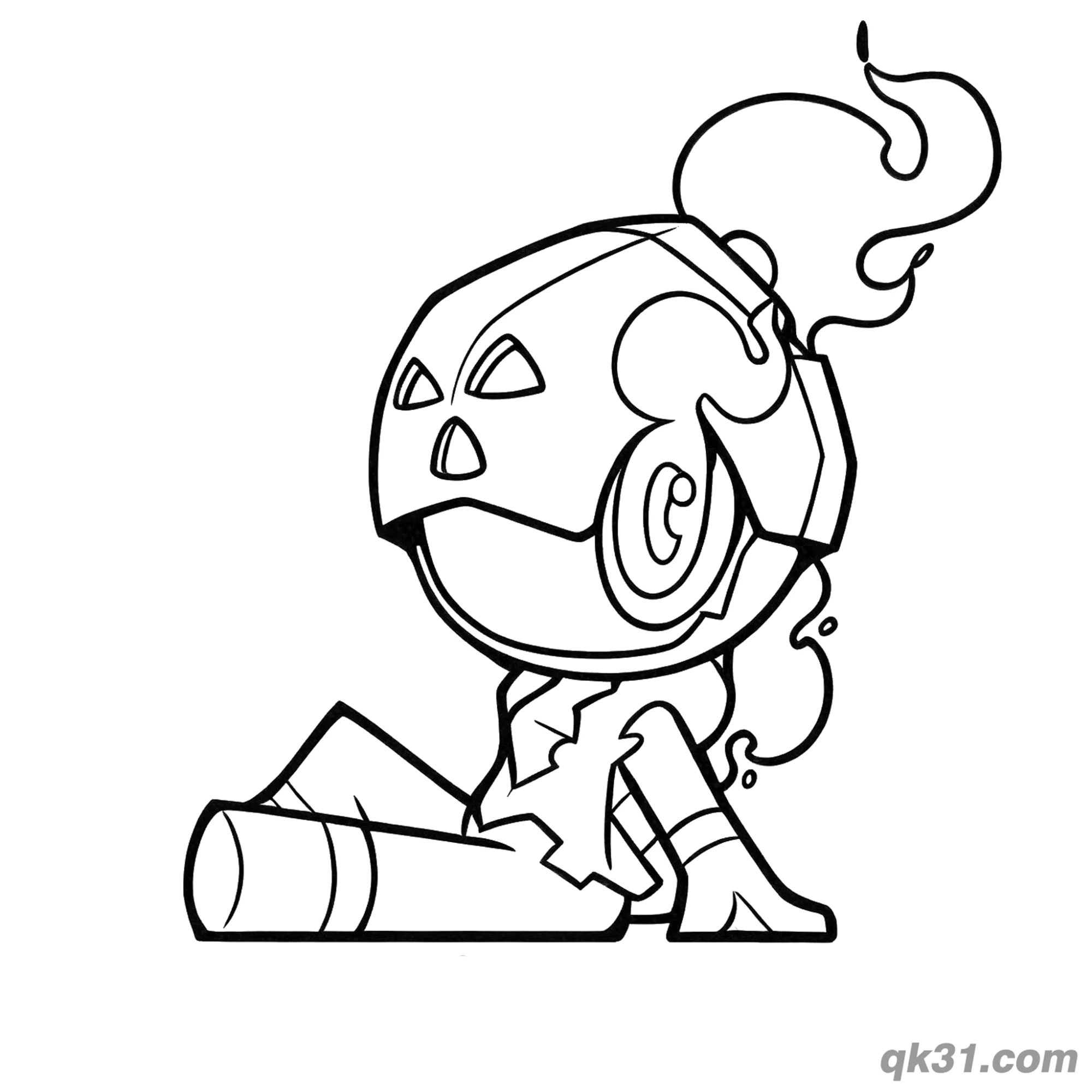 免费 炭小侍跪地休息简笔画涂色页 简笔画涂色页