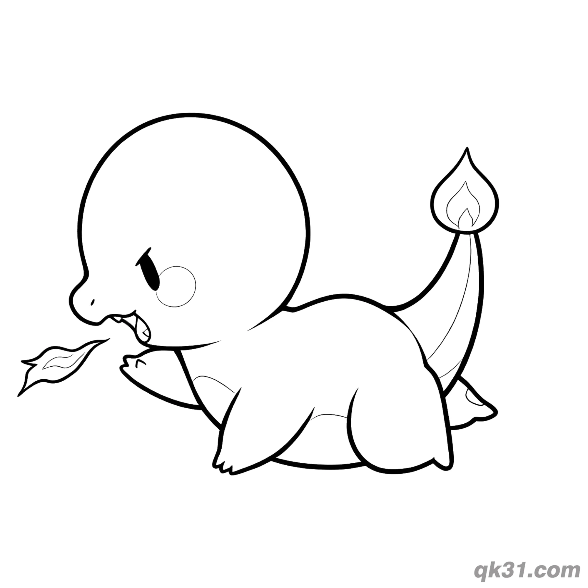 免费 可爱小火龙喷火免费简笔画涂色页 简笔画涂色页