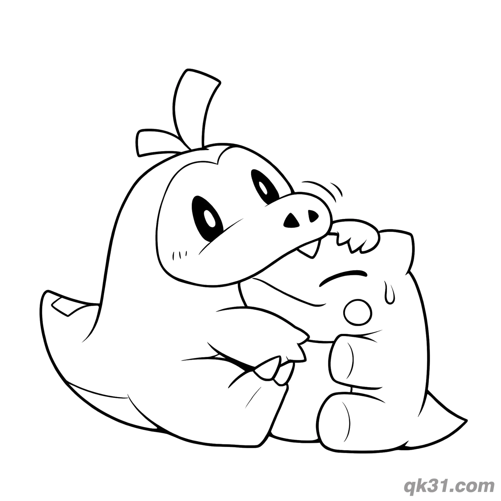 免费 呆火鳄拥抱玩偶简笔画涂色页 简笔画涂色页