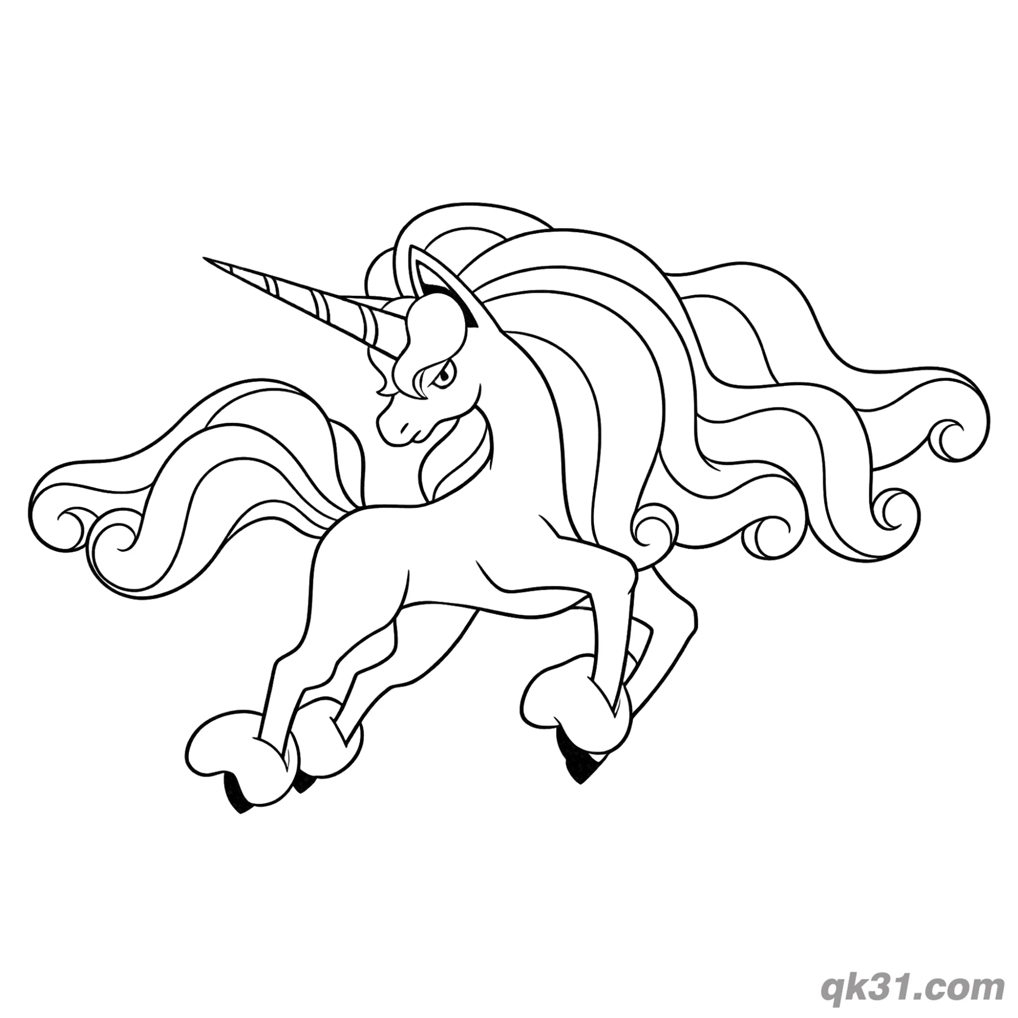 免费 伽勒尔烈焰马宝可梦疾驰姿态简笔画涂色页 简笔画涂色页