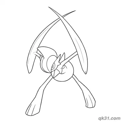 艾路雷朵臂刃伸展姿势简笔画涂色页 – 免费可打印简笔画涂色画