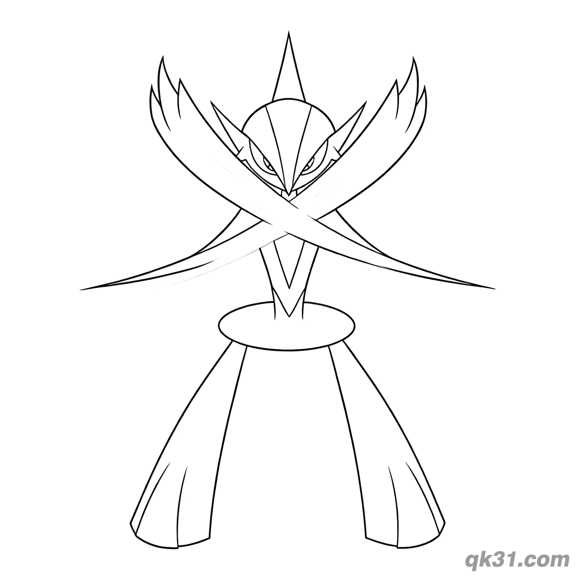 免费 艾路雷朵持武器攻击简笔画涂色页 简笔画涂色页