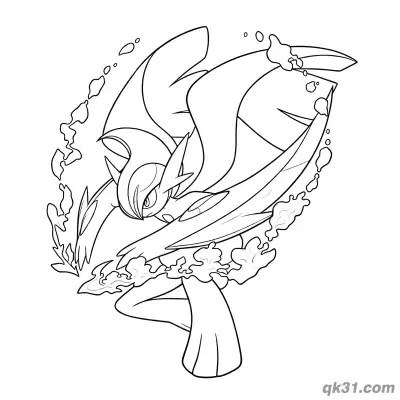 超级艾路雷朵举刃蓄力简笔画涂色页 – 免费可打印简笔画涂色画
