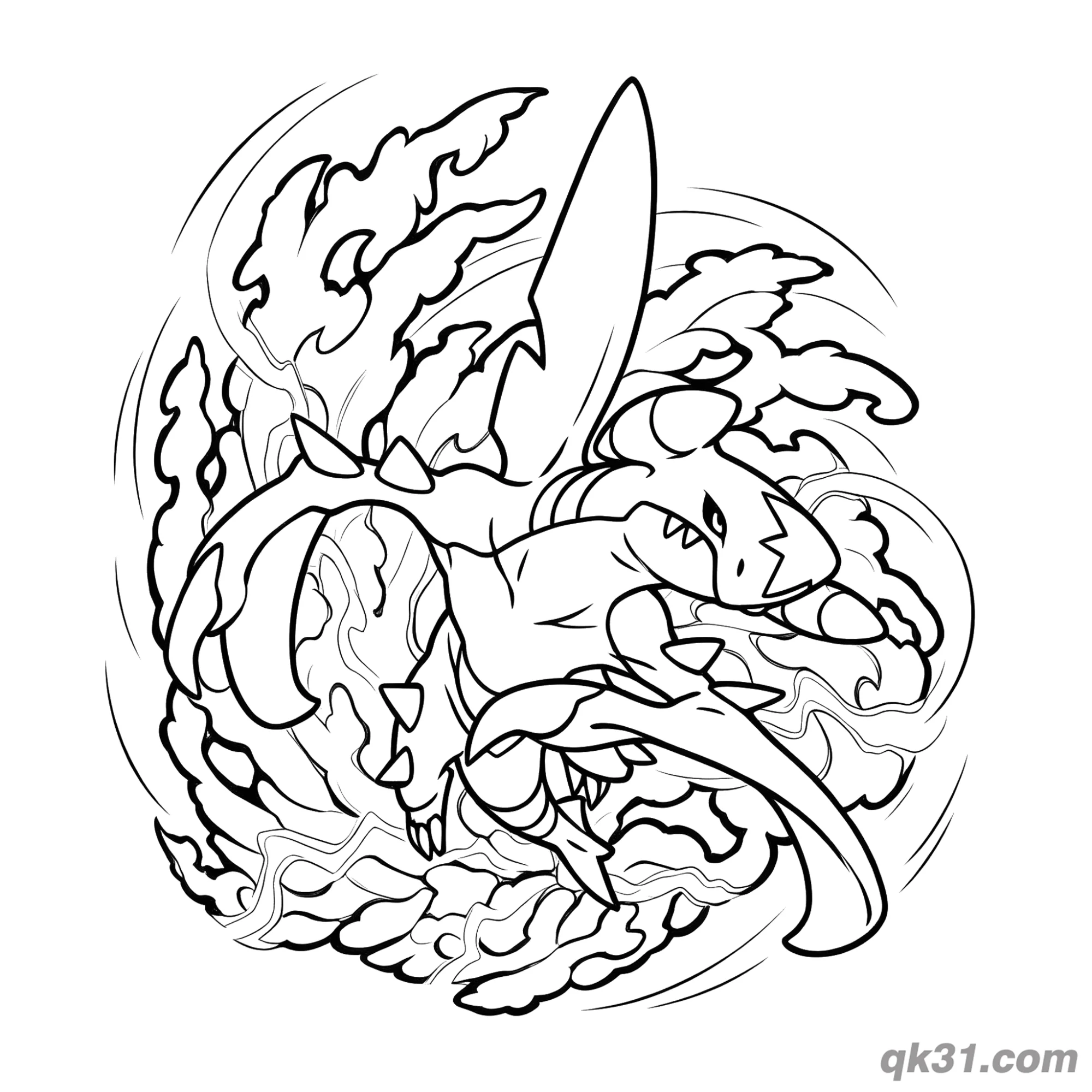 免费 烈咬陆鲨向前冲刺姿势简笔画涂色页 简笔画涂色页