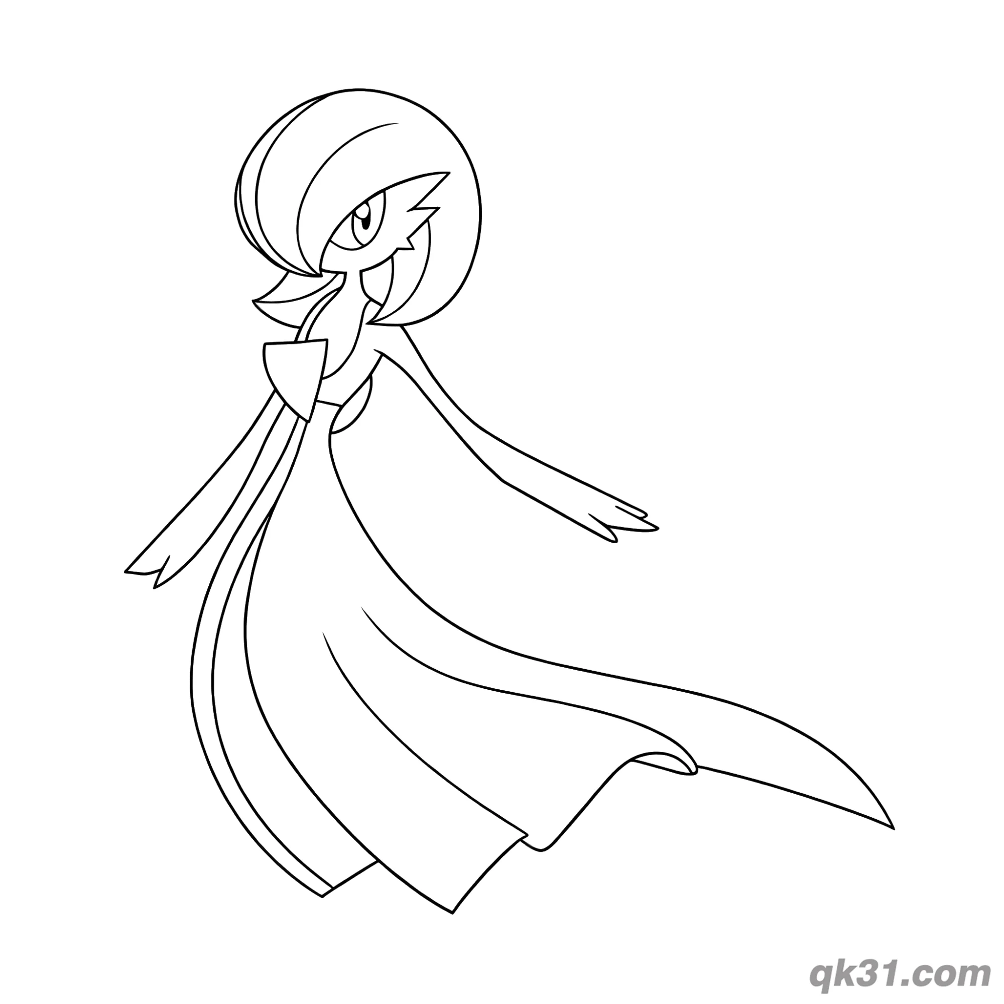 免费 沙奈朵优雅侧视站立简笔画涂色页 简笔画涂色页
