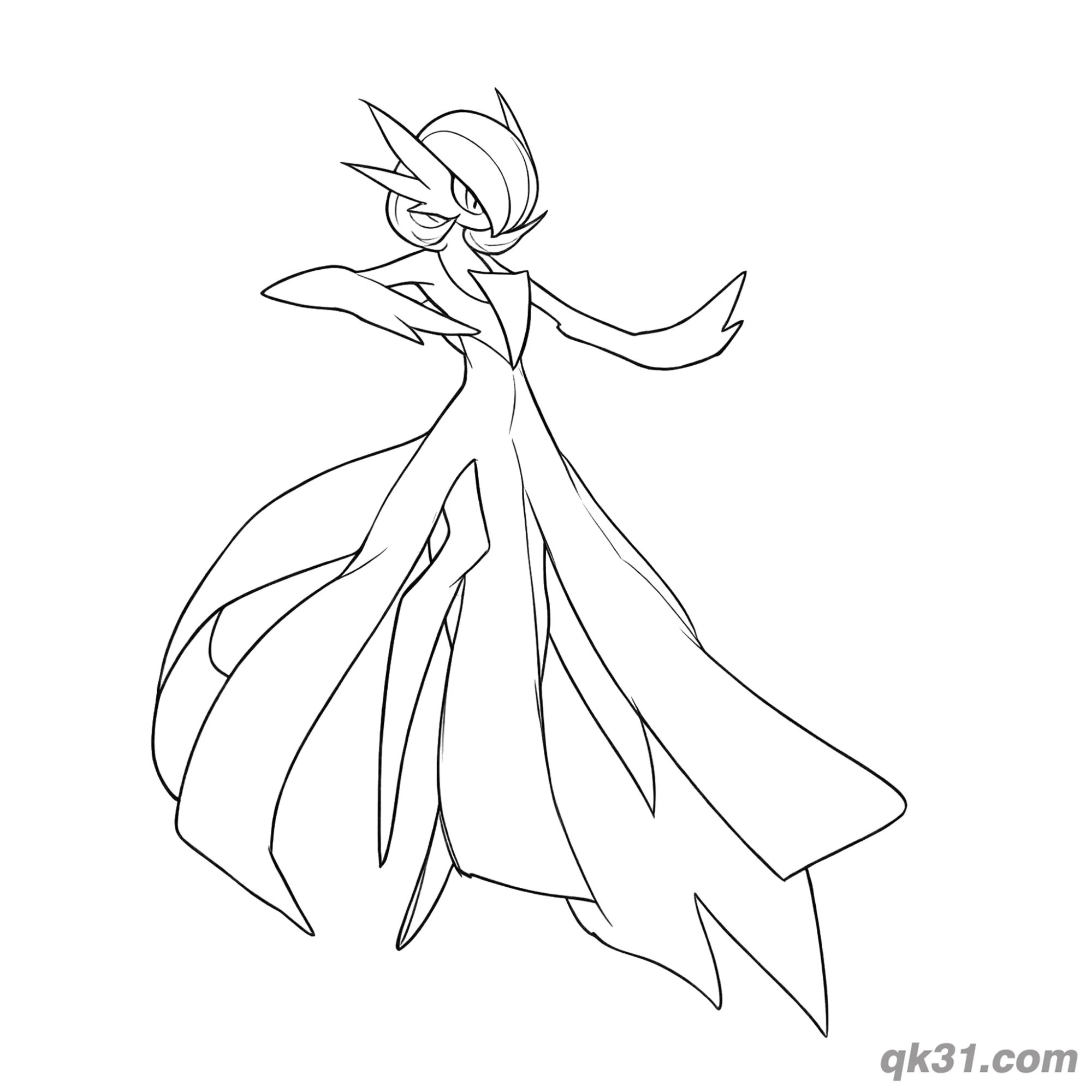 免费 沙奈朵飞行动感姿态简笔画涂色页 简笔画涂色页