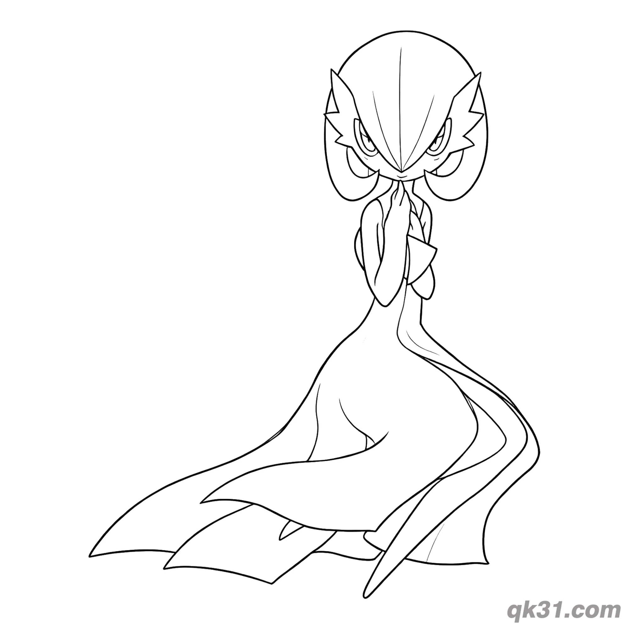 免费 沙奈朵双手合十祈祷简笔画涂色页 简笔画涂色页