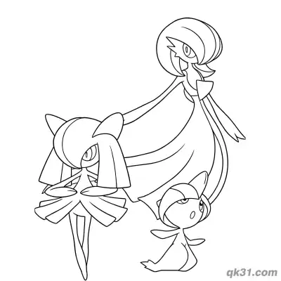 沙奈朵奇鲁莉安拉鲁拉丝家族合影简笔画涂色页 – 免费可打印简笔画涂色画