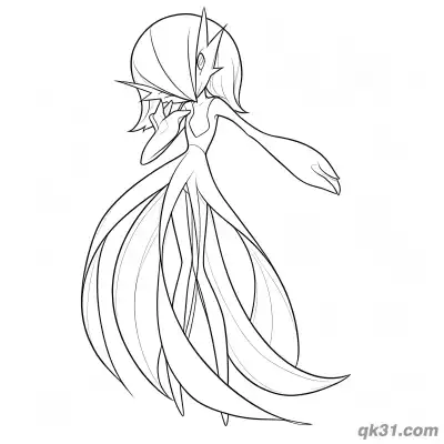 沙奈朵侧身手触脸简笔画涂色页 – 免费可打印简笔画涂色画