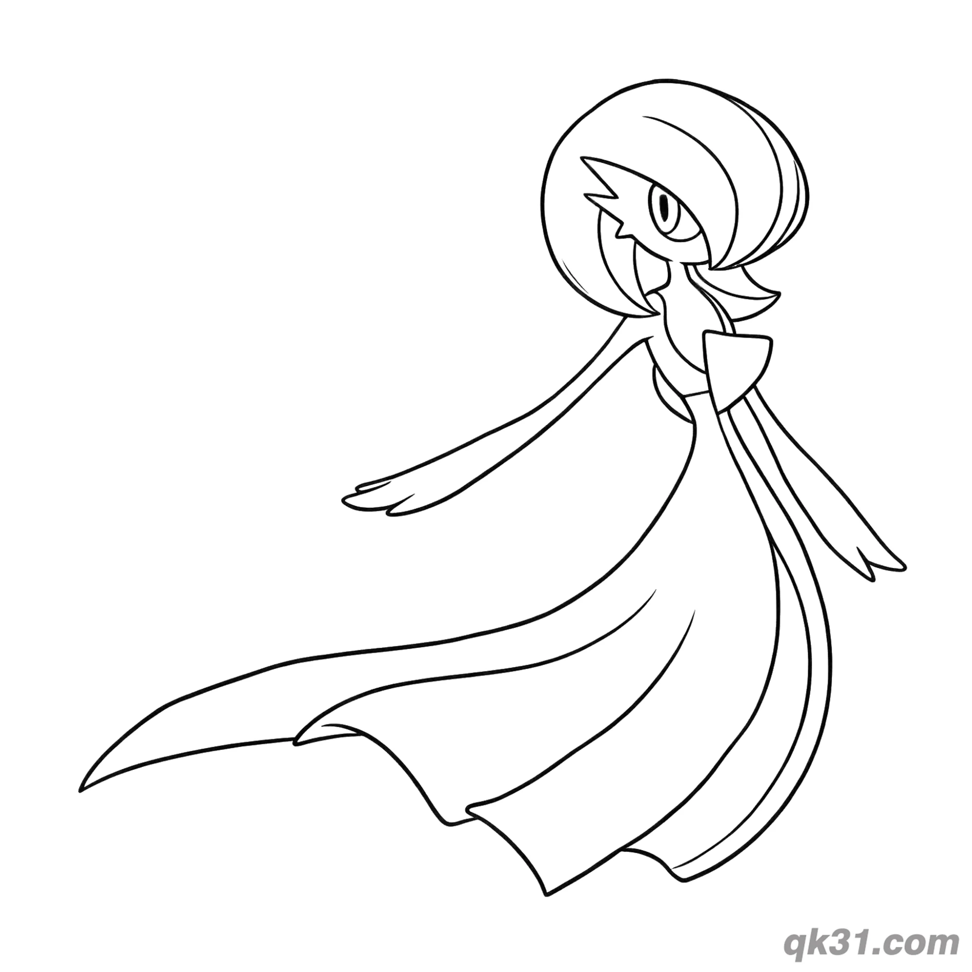 免费 沙奈朵侧身飞行滑翔简笔画涂色页 简笔画涂色页
