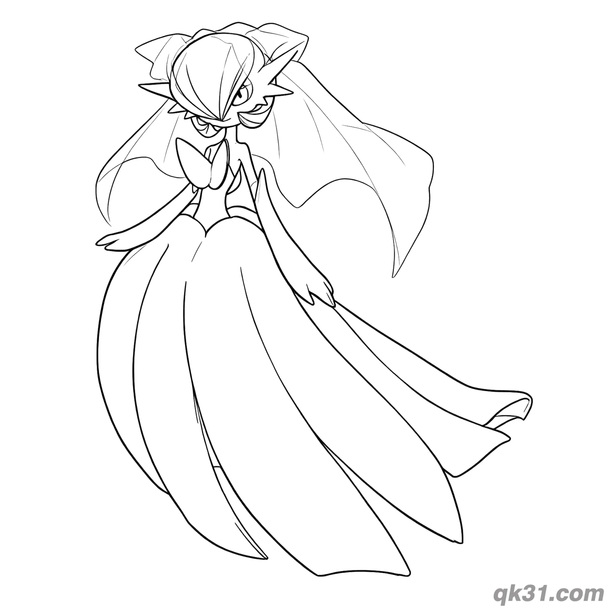 免费 超级沙奈朵优雅婚纱礼服简笔画涂色页 简笔画涂色页