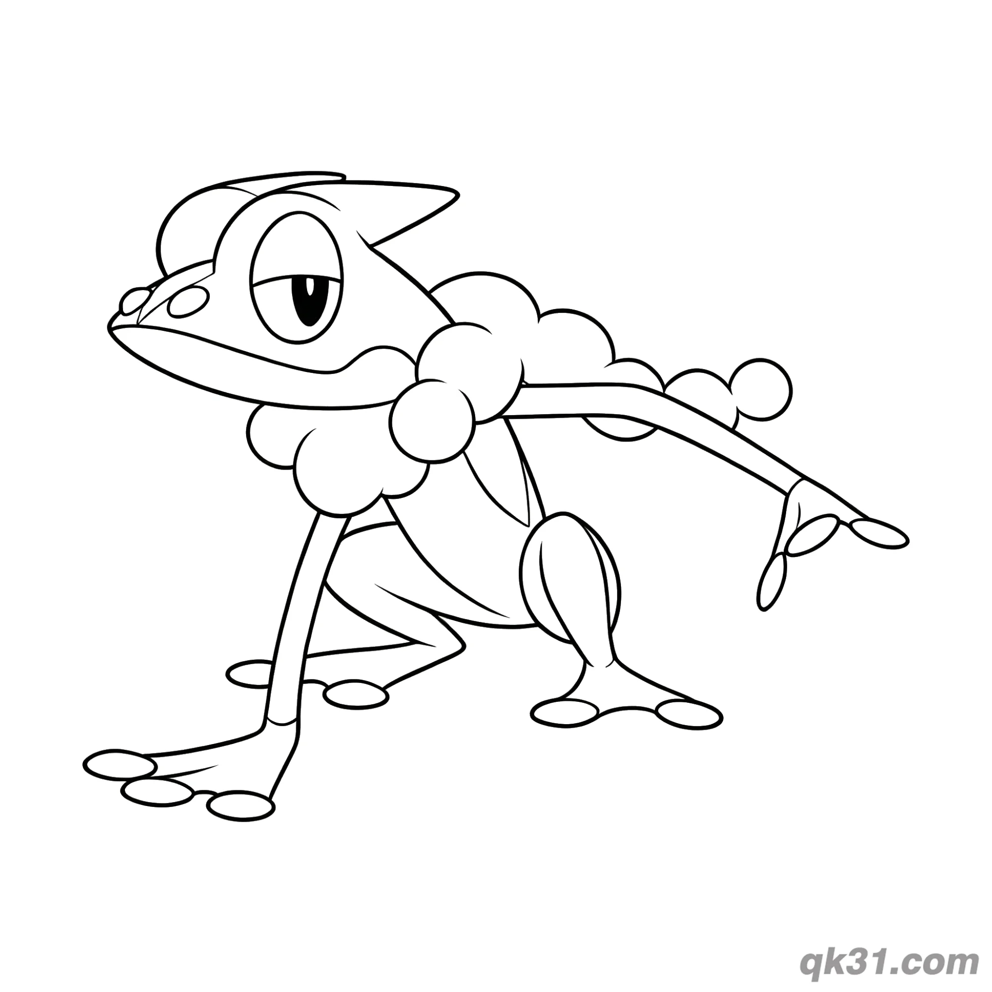 呱呱泡蛙可爱爬行简笔画涂色页简笔画涂色画 – 为儿童和成人提供的免费可打印简笔画涂色画